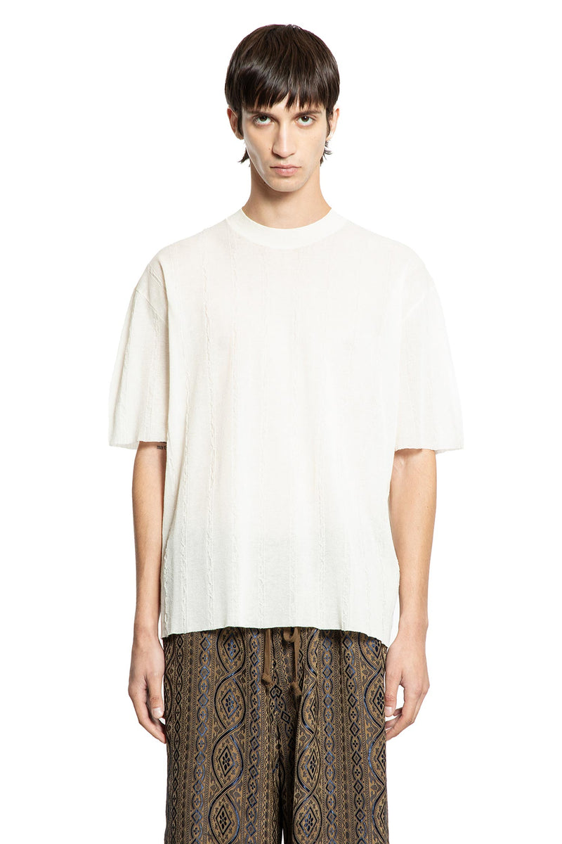 Frayed Stripe Cotton Silk Knit Top