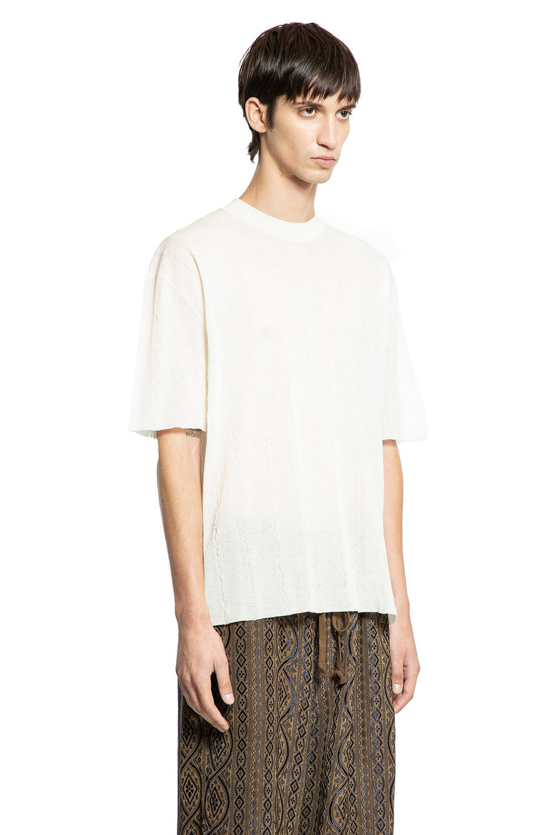 Frayed Stripe Cotton Silk Knit Top