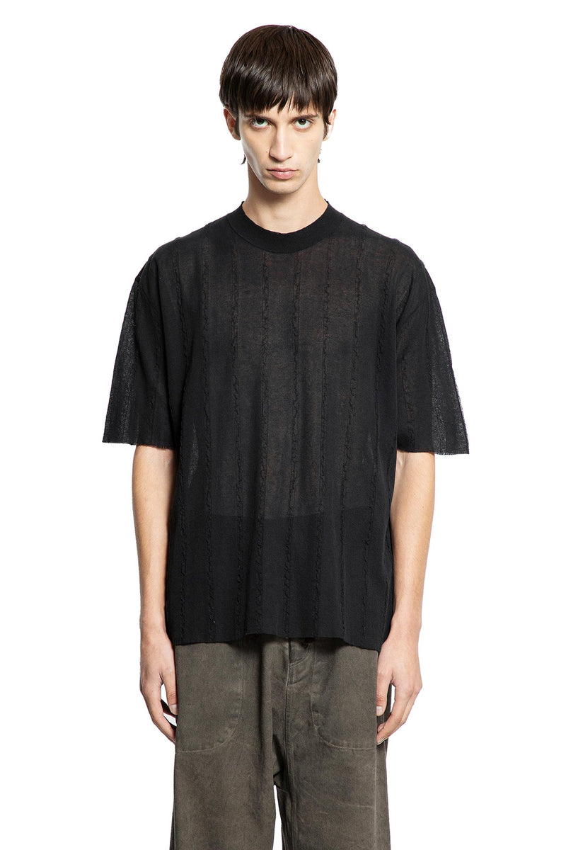 Frayed Stripe Cotton Knit Top