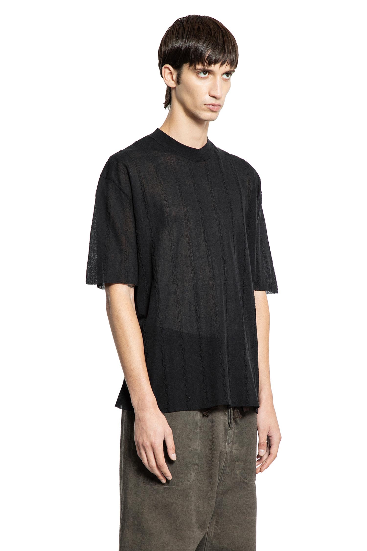 Frayed Stripe Cotton Knit Top