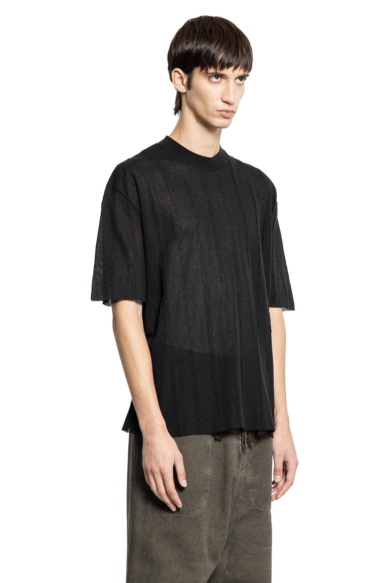 Frayed Stripe Cotton Knit Top