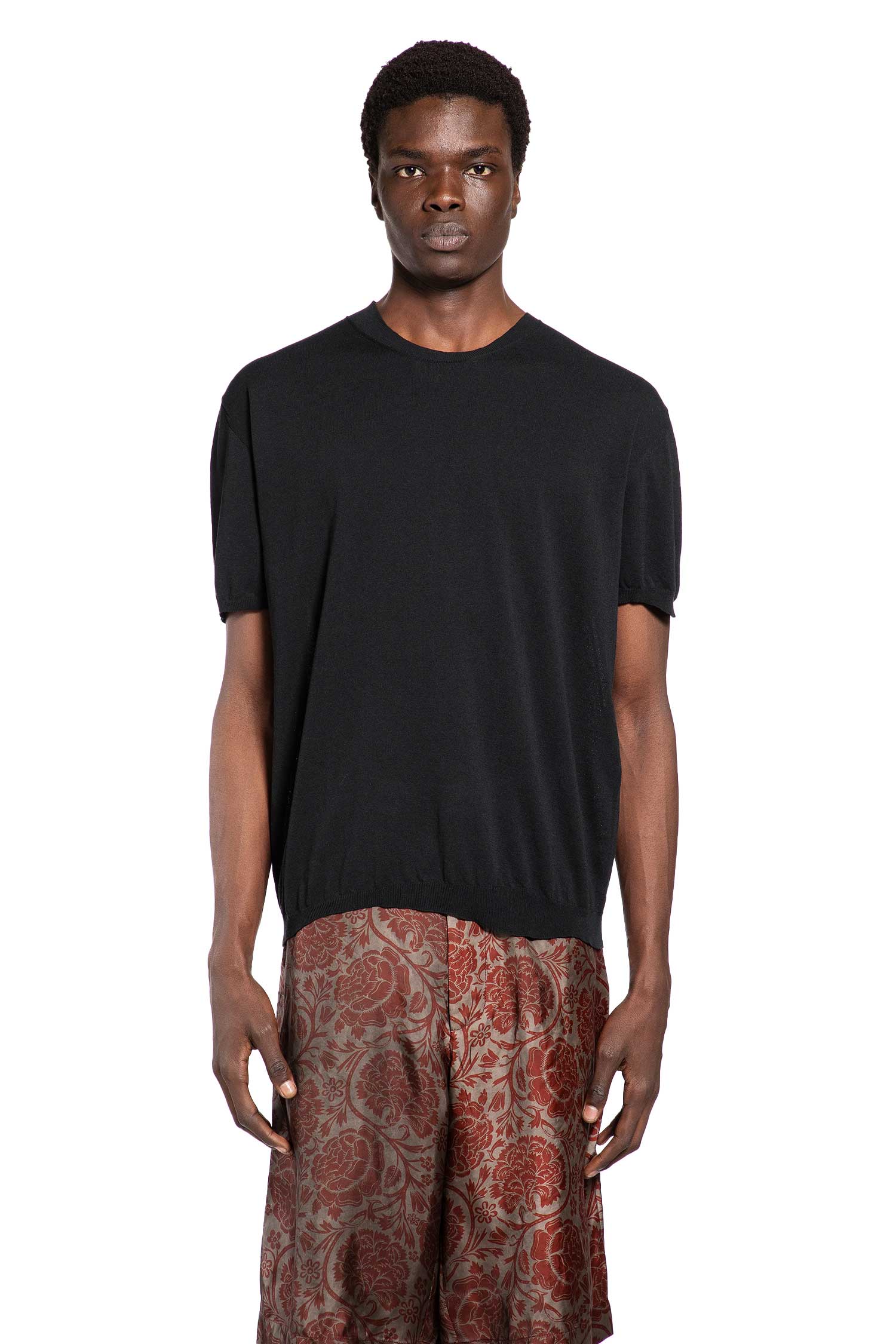 Frayed Stripe Cotton Knit Top