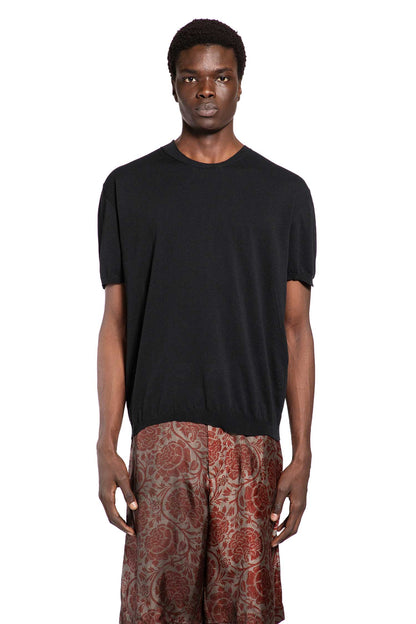 Frayed Stripe Cotton Knit Top