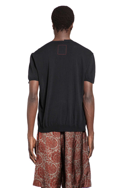 Frayed Stripe Cotton Knit Top