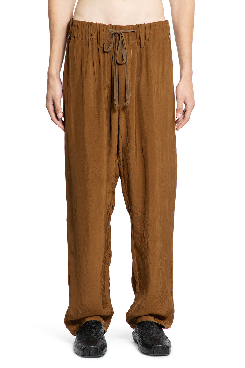 Crinkled Viscose Satin Drawstring Pants