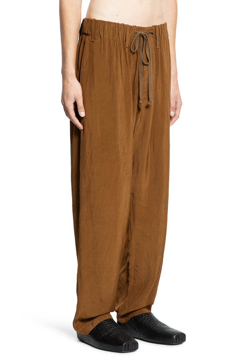 Crinkled Viscose Satin Drawstring Pants