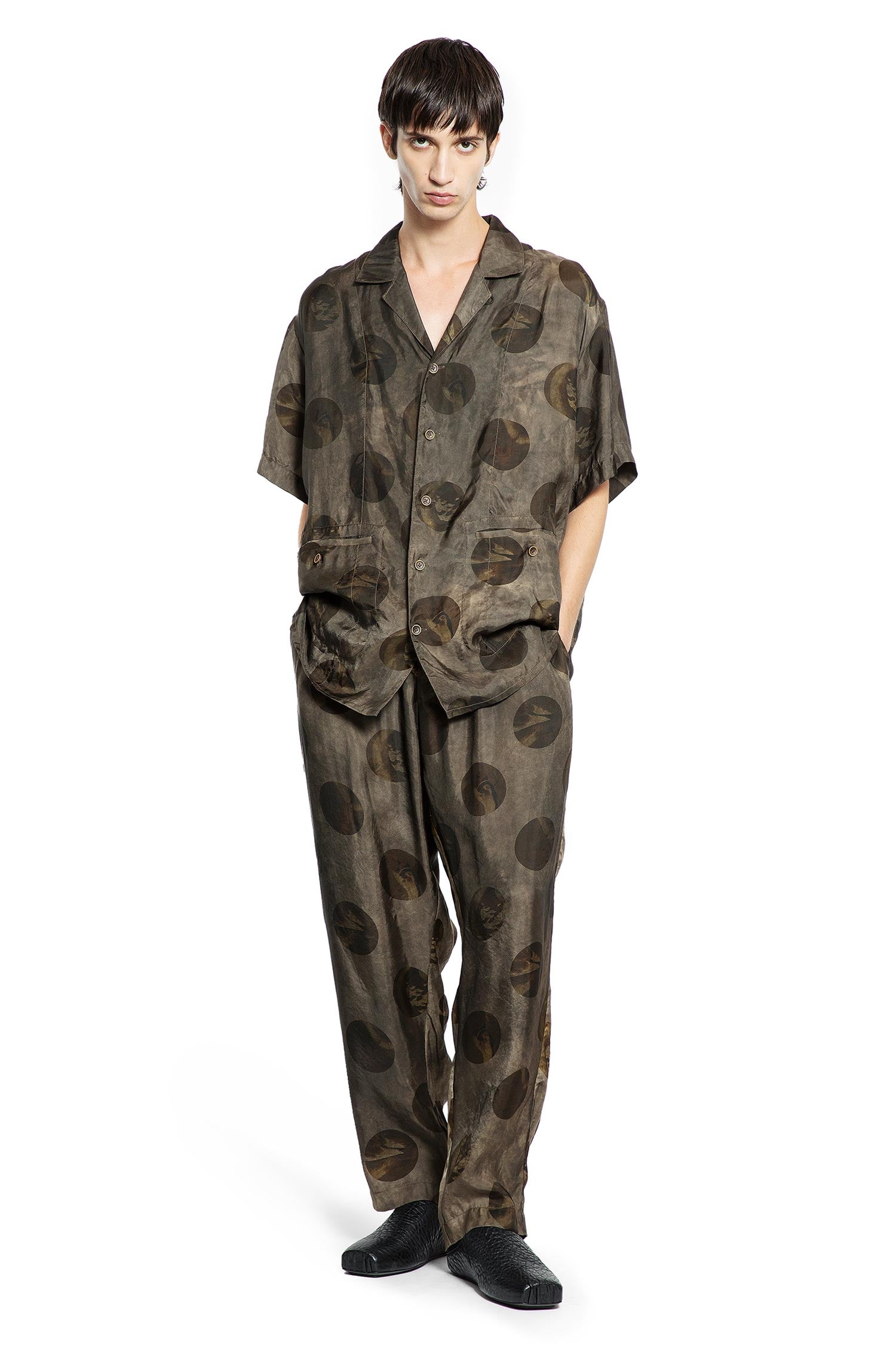 Graphic Polkadot Jacquard Drawstring Pants