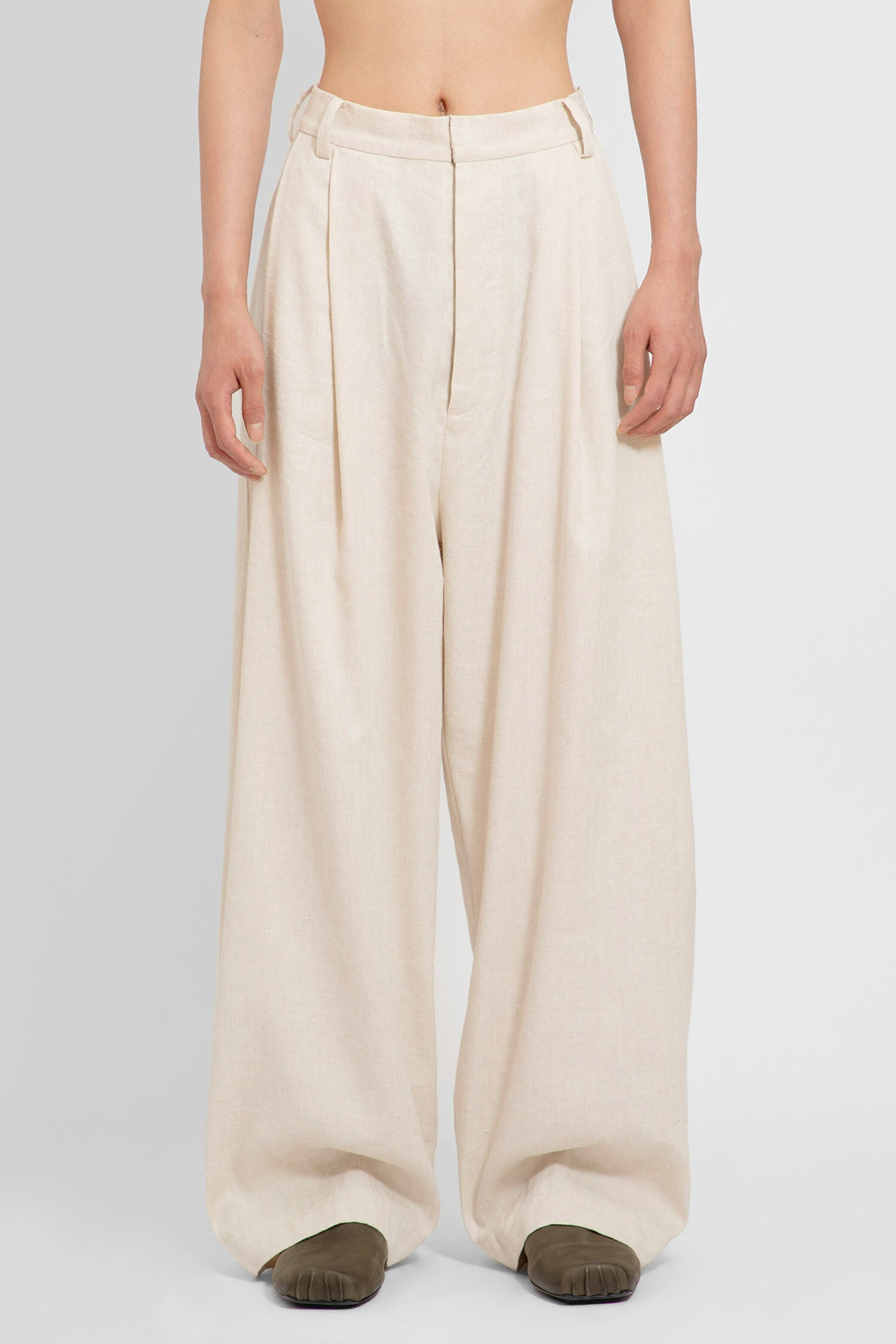 UMA WANG MAN OFF-WHITE TROUSERS