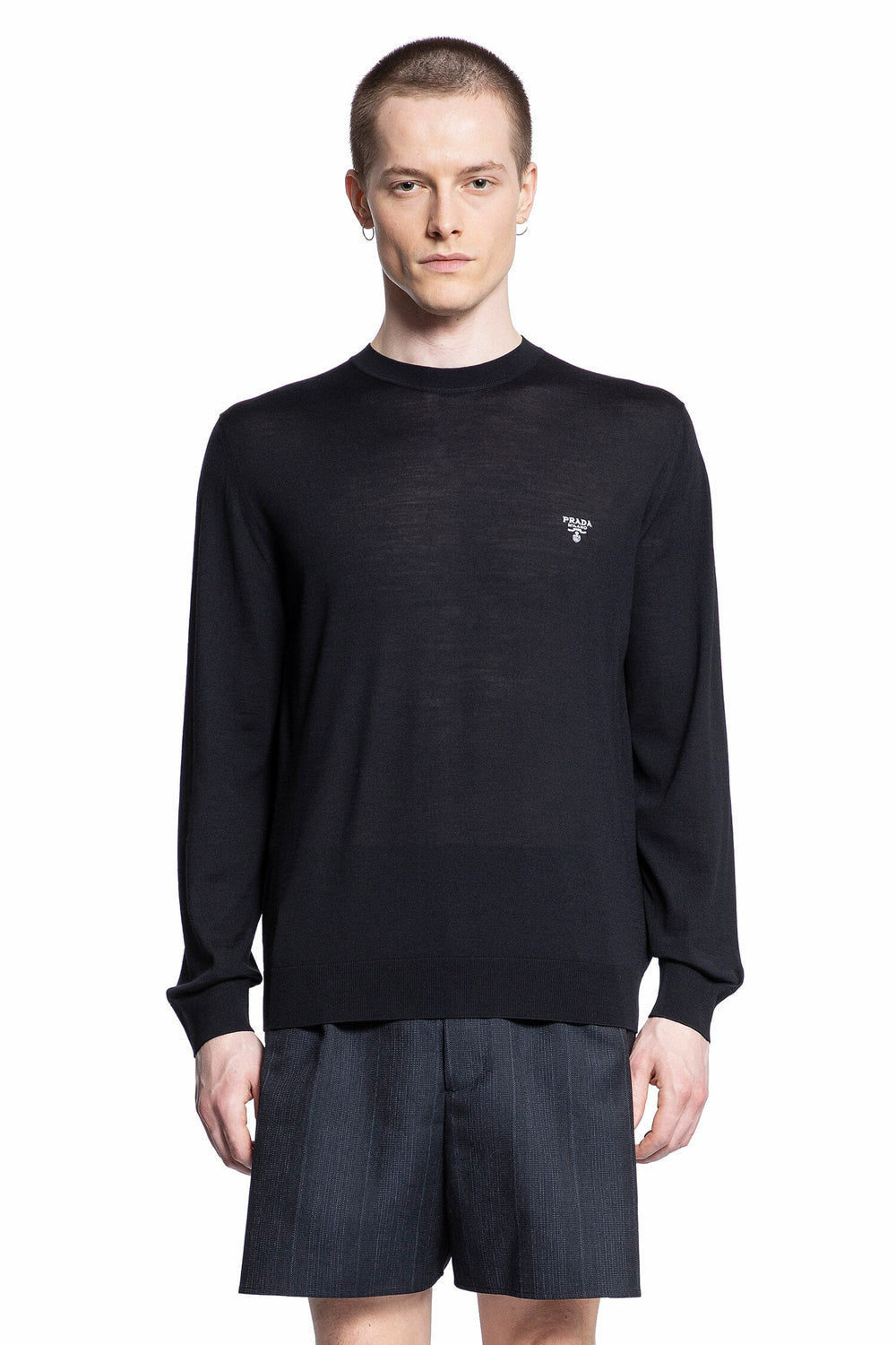 PRADA Virgin wool logo sweater man