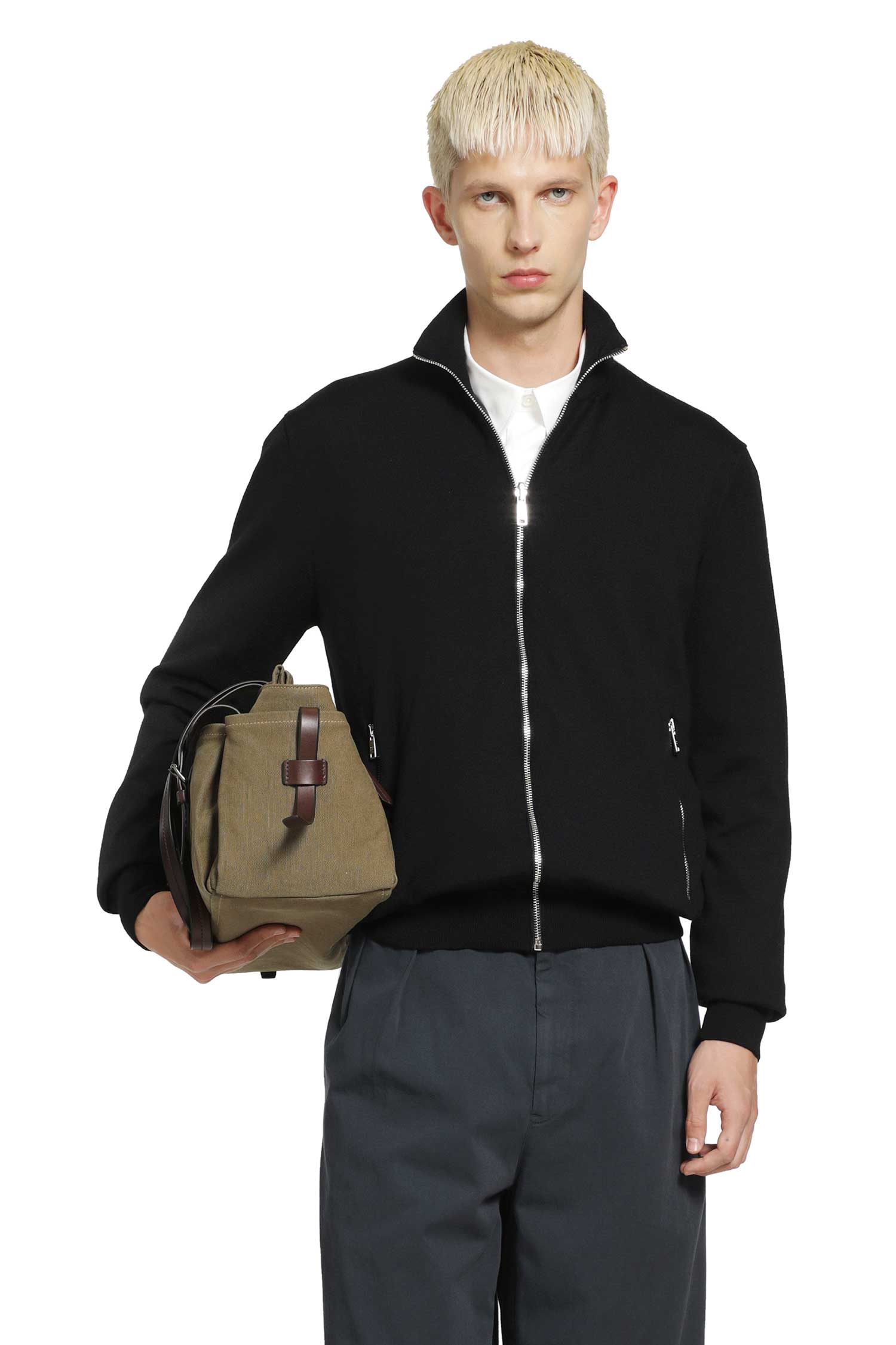 Reversible wool and re-nylon jacket