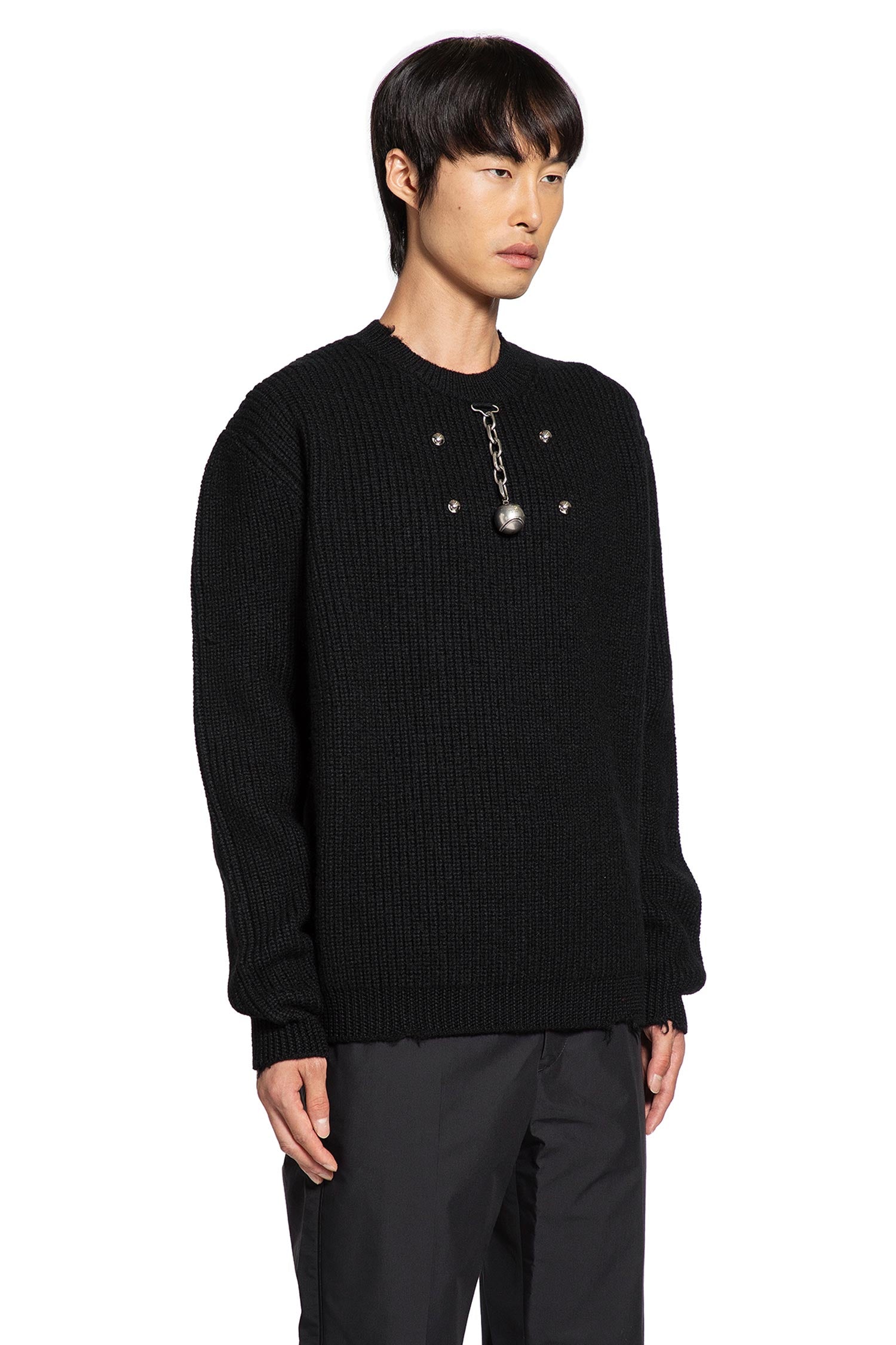 Distressed Wool Jumper with Charms