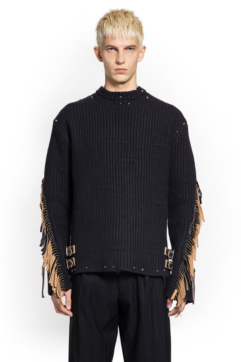 Wool Sweater with Fringes and Studs
