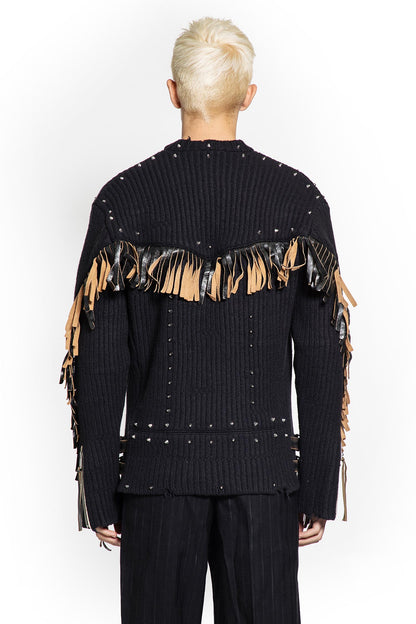 Wool Sweater with Fringes and Studs