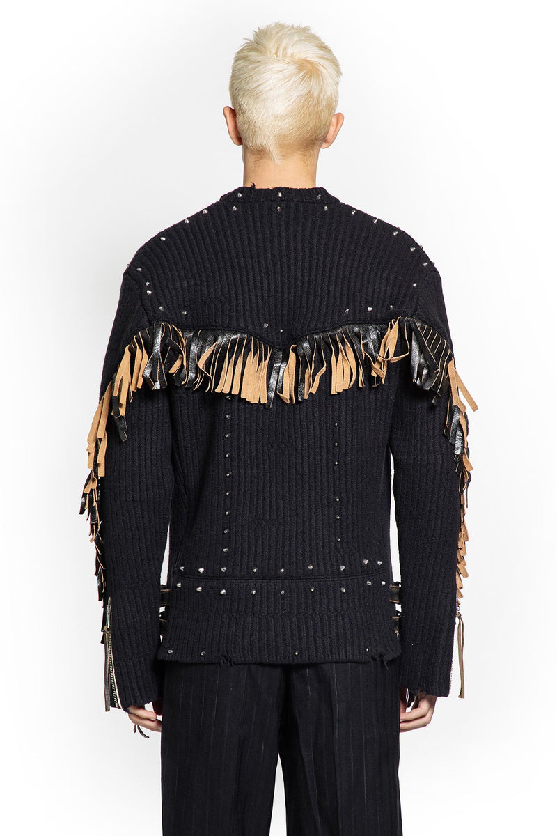 Wool Sweater with Fringes and Studs