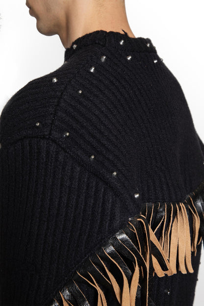 Wool Sweater with Fringes and Studs
