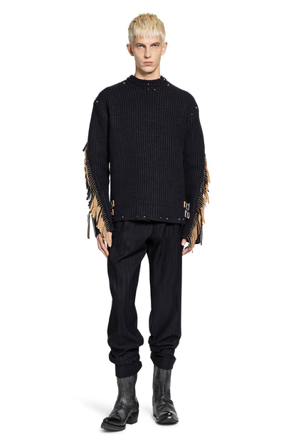Wool Sweater with Fringes and Studs