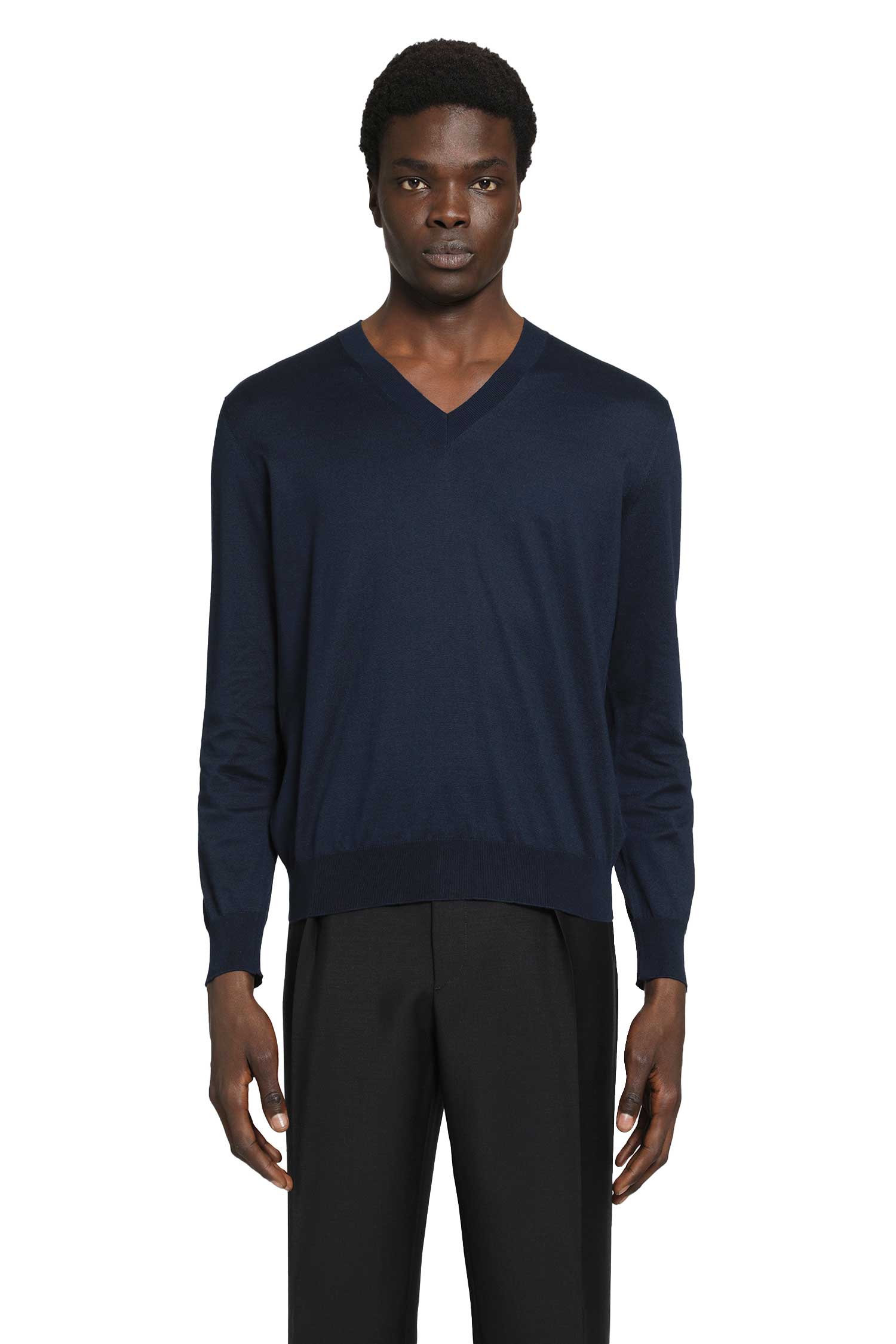 PRADA Cotton V-Neck Sweater man