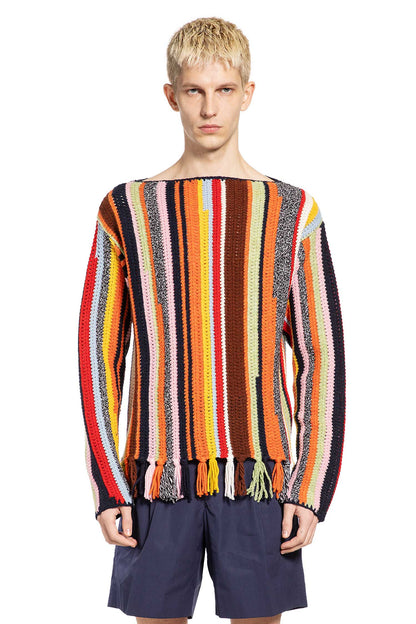 Wool Crochet Boat Neck Sweater