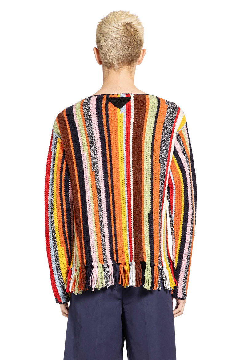 PRADA Wool Crochet Boat Neck Sweater man