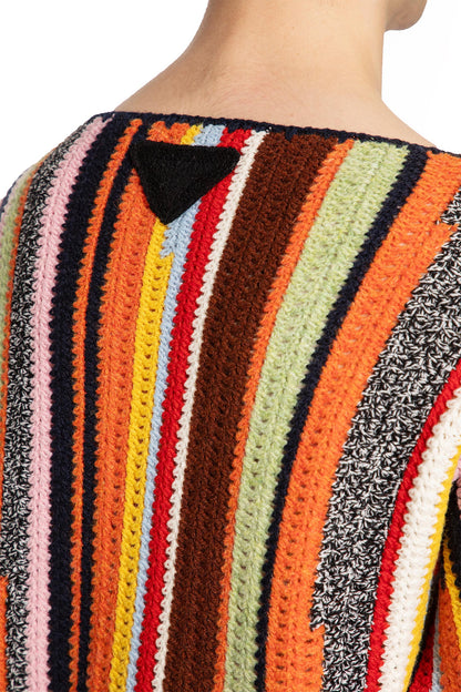 Wool Crochet Boat Neck Sweater