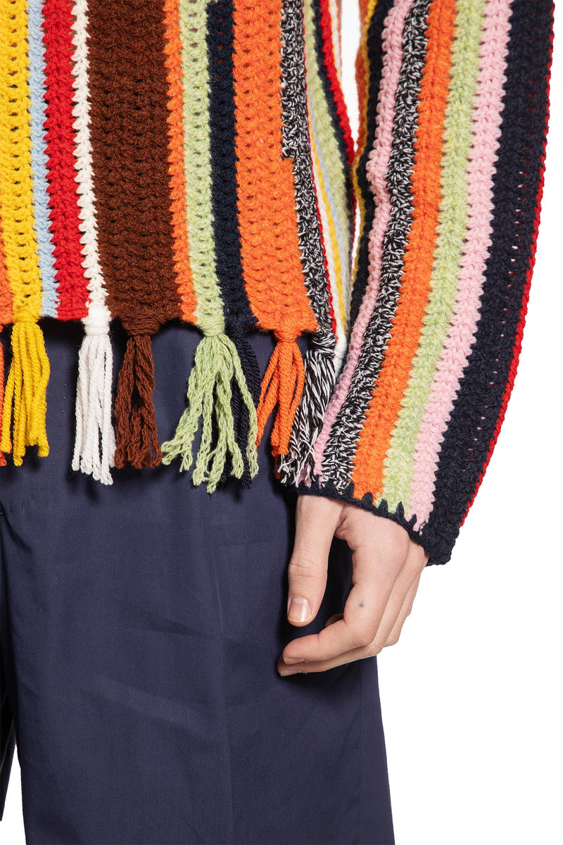 Wool Crochet Boat Neck Sweater