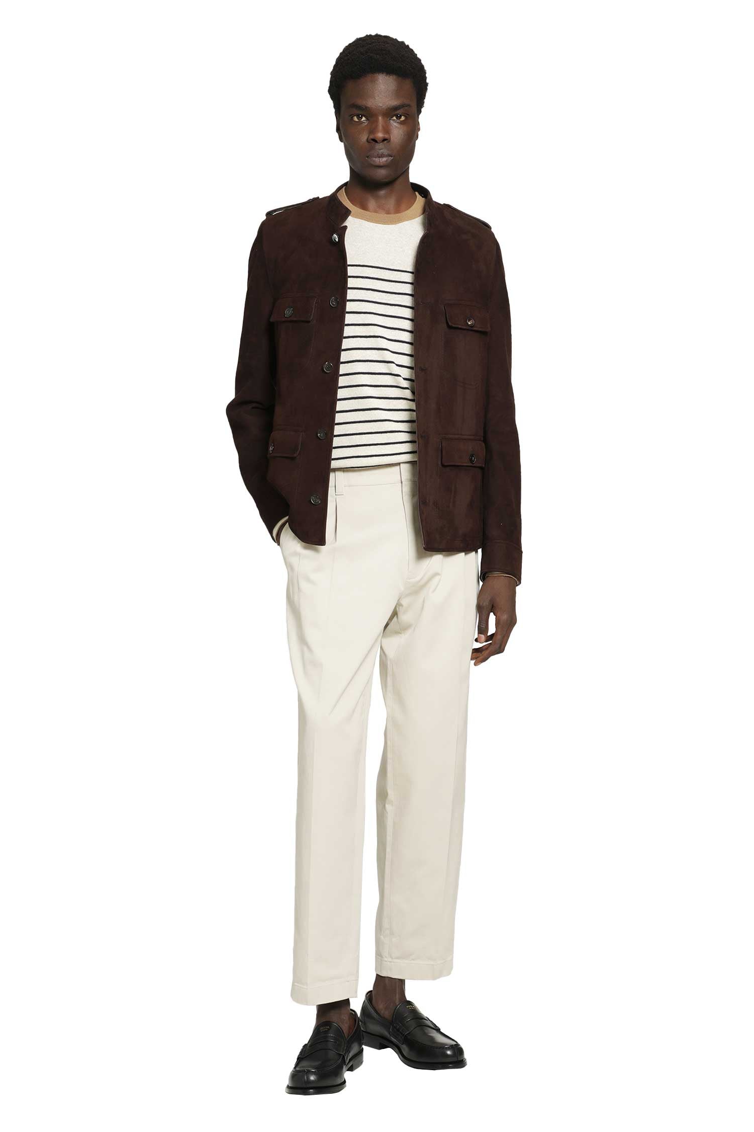 PRADA Striped Linen and Cotton Sweater man