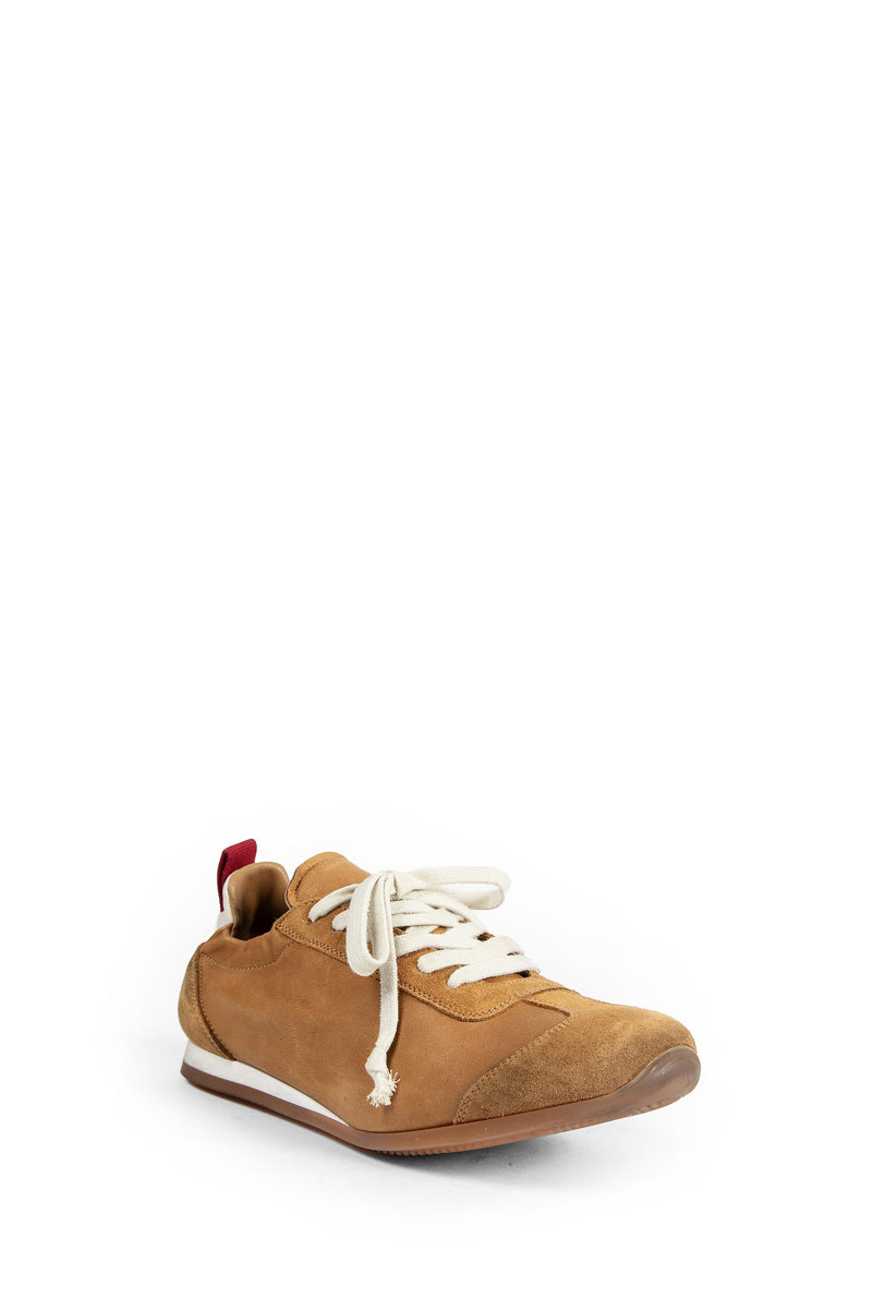 Suede and Leather Gathered Sneakers