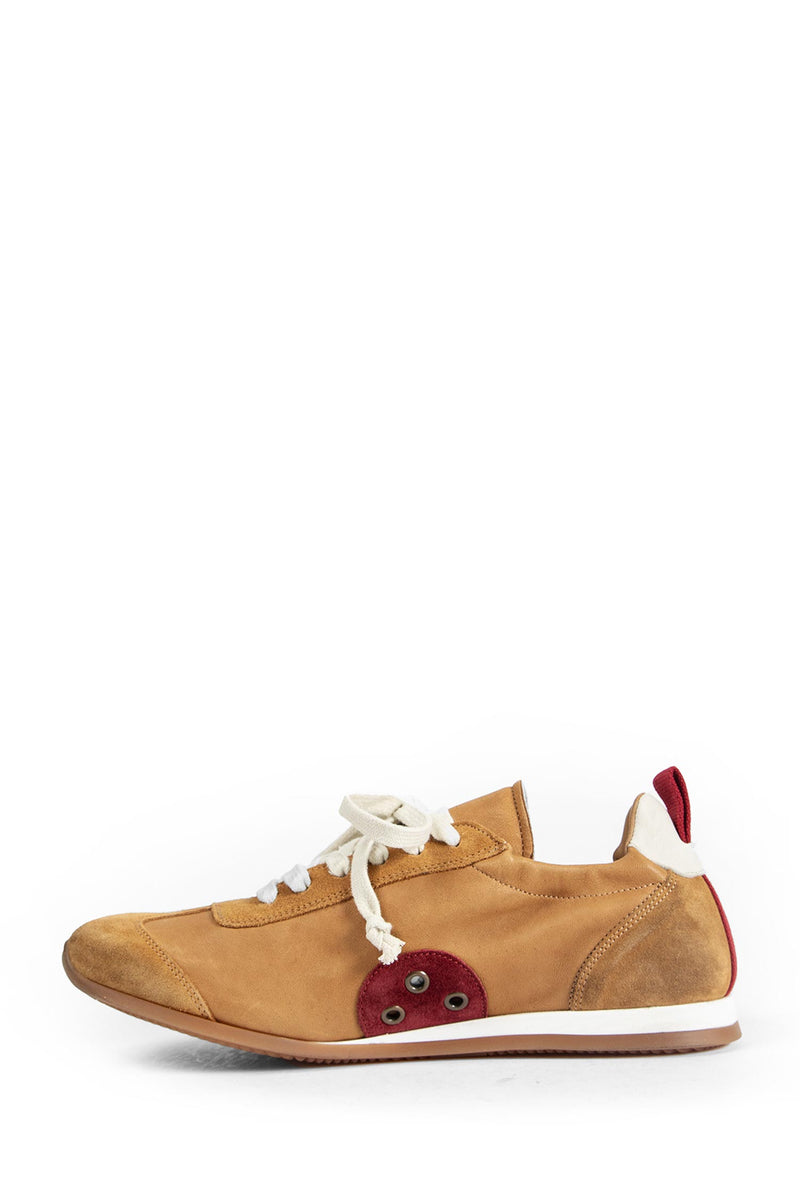 Suede and Leather Gathered Sneakers