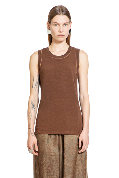 UMA WANG WOMAN BROWN T-SHIRTS & TANK TOPS