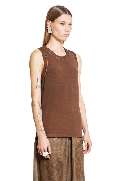 UMA WANG WOMAN BROWN T-SHIRTS & TANK TOPS