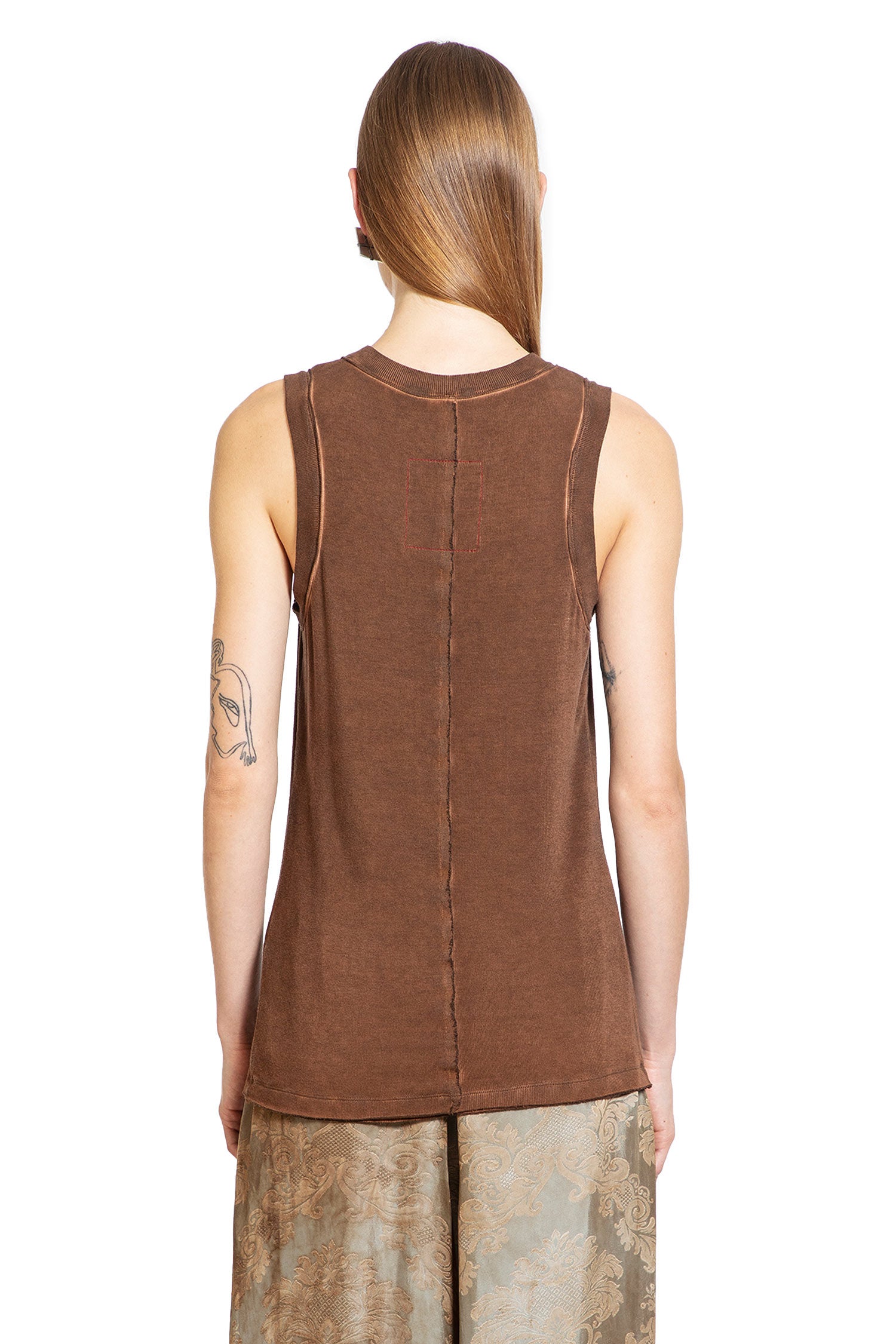 UMA WANG WOMAN BROWN T-SHIRTS & TANK TOPS