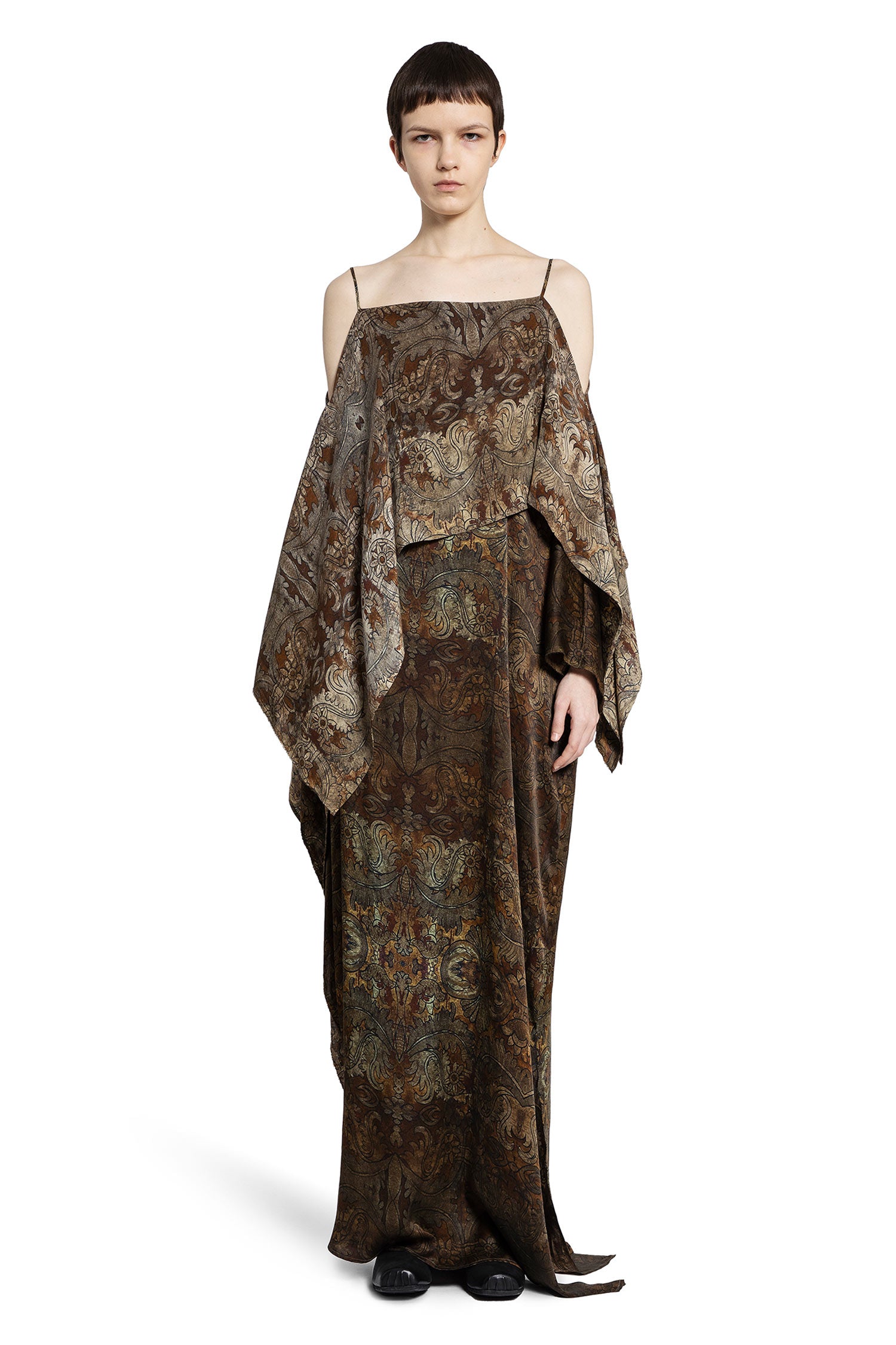 UMA WANG WOMAN BROWN DRESSES