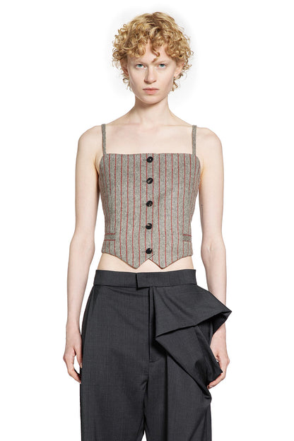 Pinstriped Wool Blend Vest