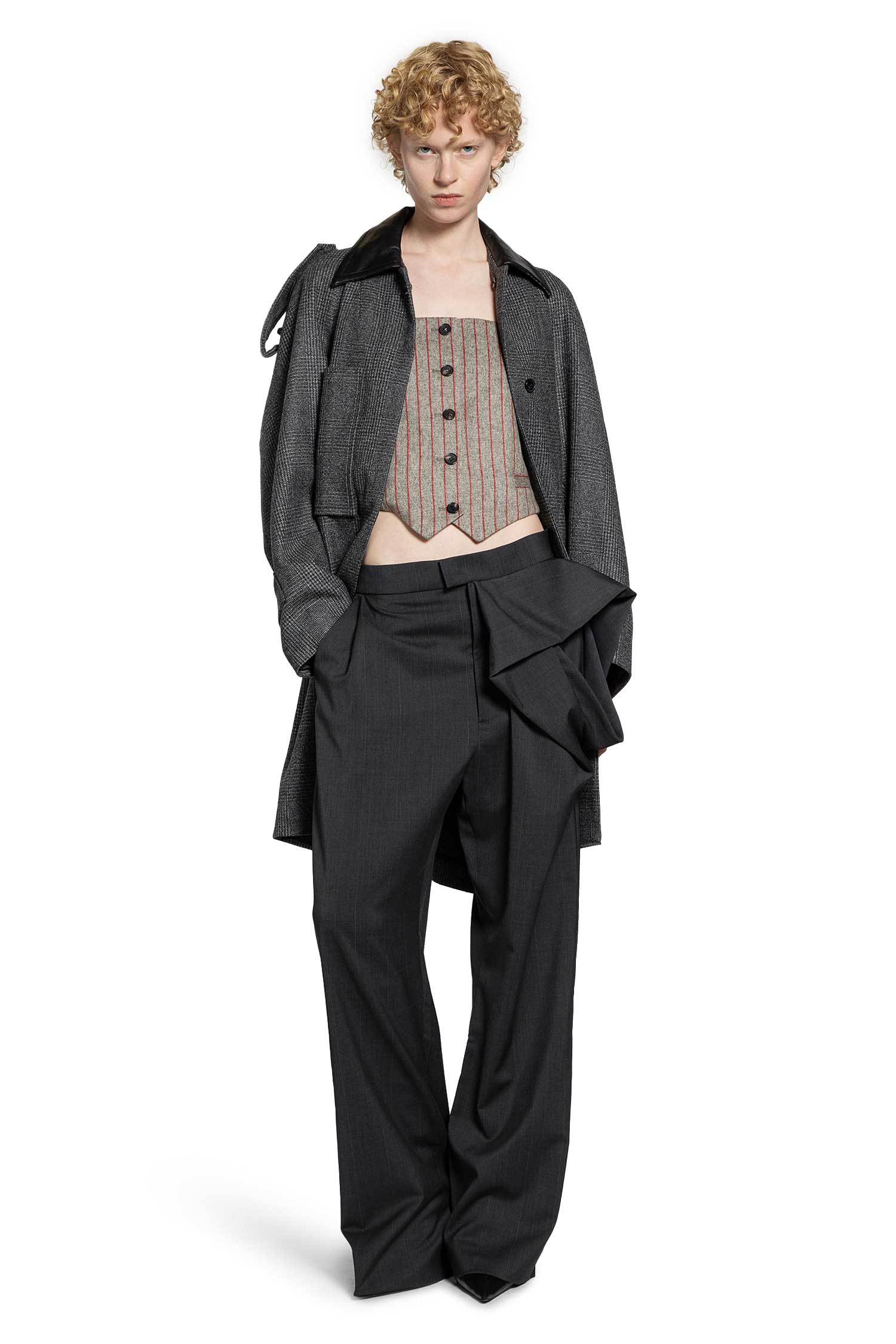 Pinstriped Wool Blend Vest