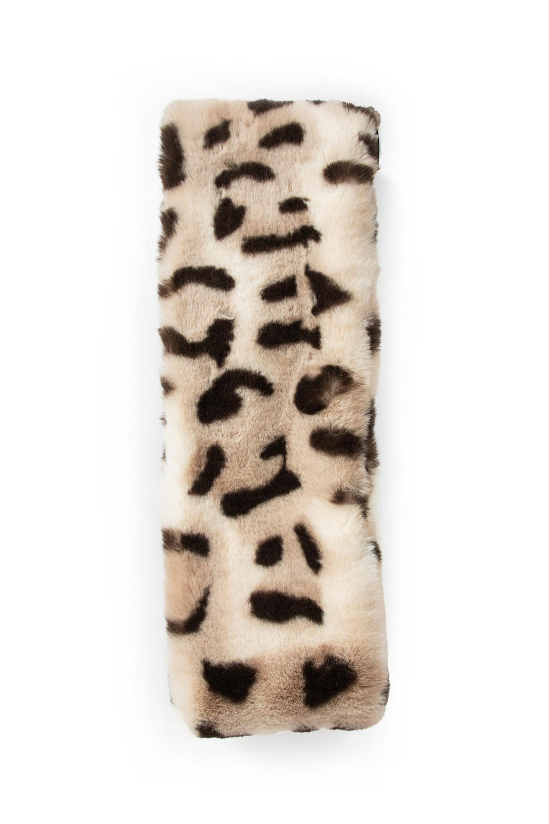 Faux Fur Scarf with Leopard Print