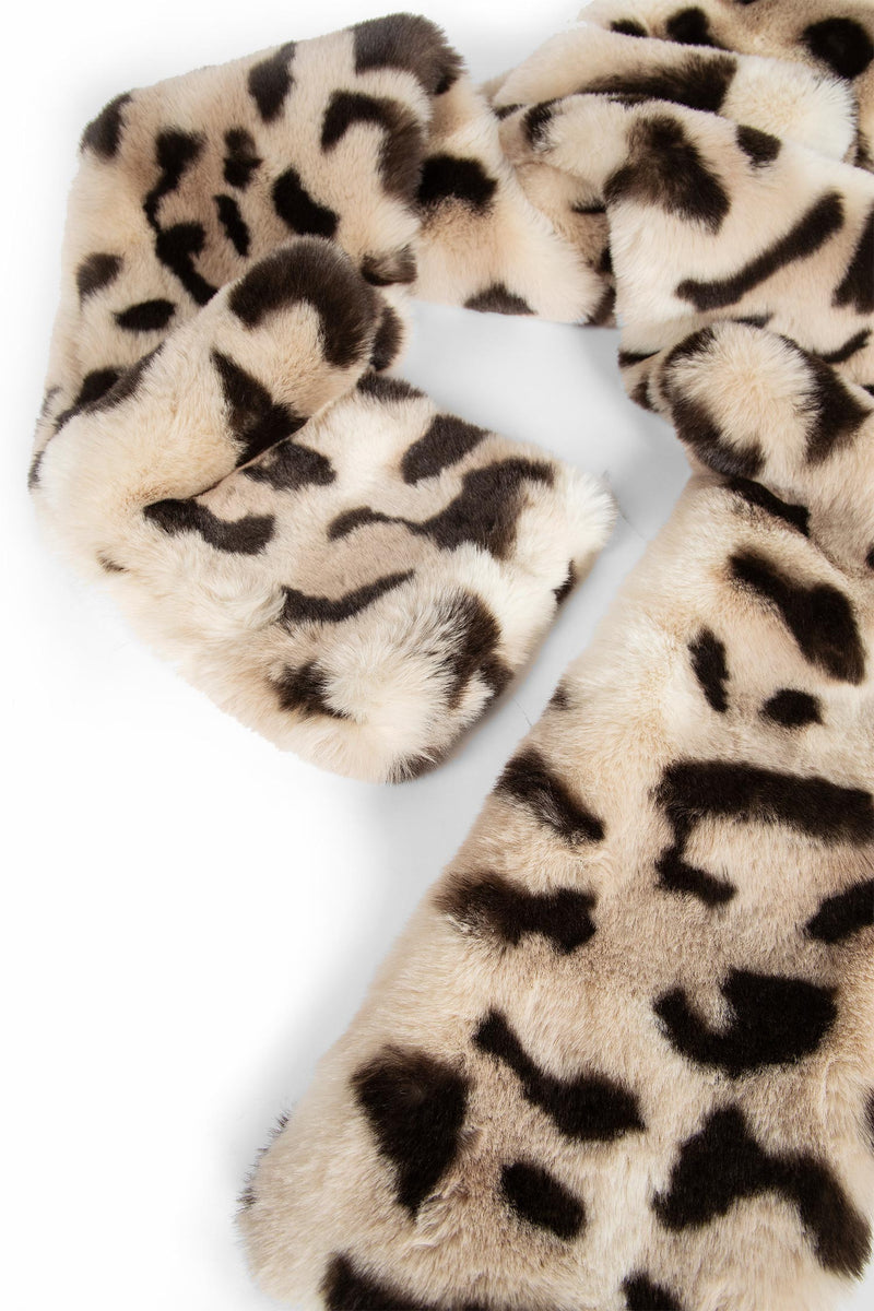 Faux Fur Scarf with Leopard Print