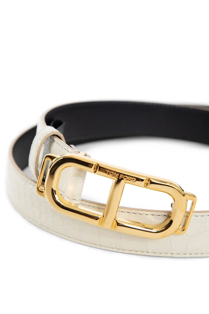 Shiny Stamped Croc Belt - Antonioli.eu