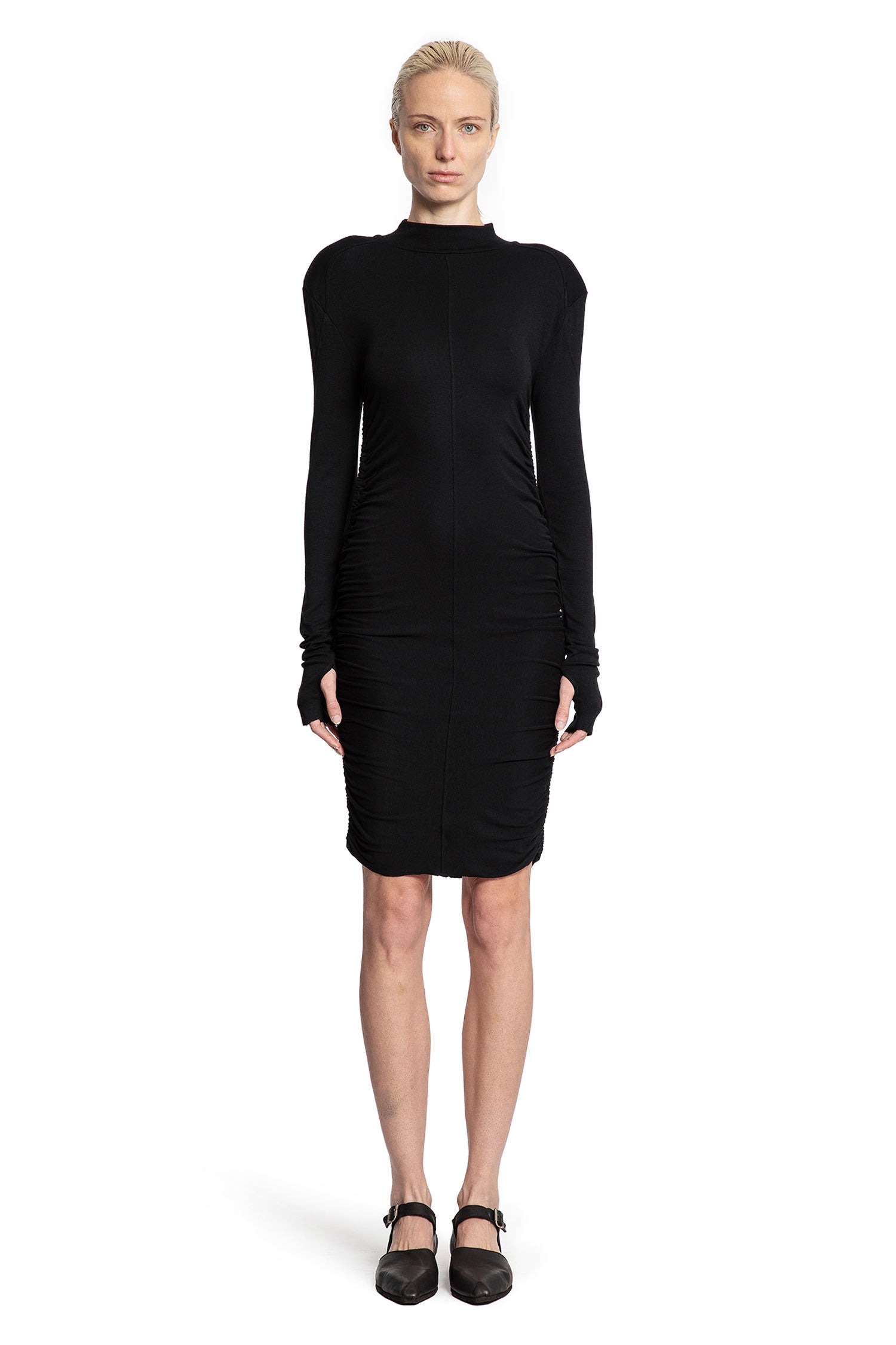 Ruched Mini Dress with Hand Gaiters