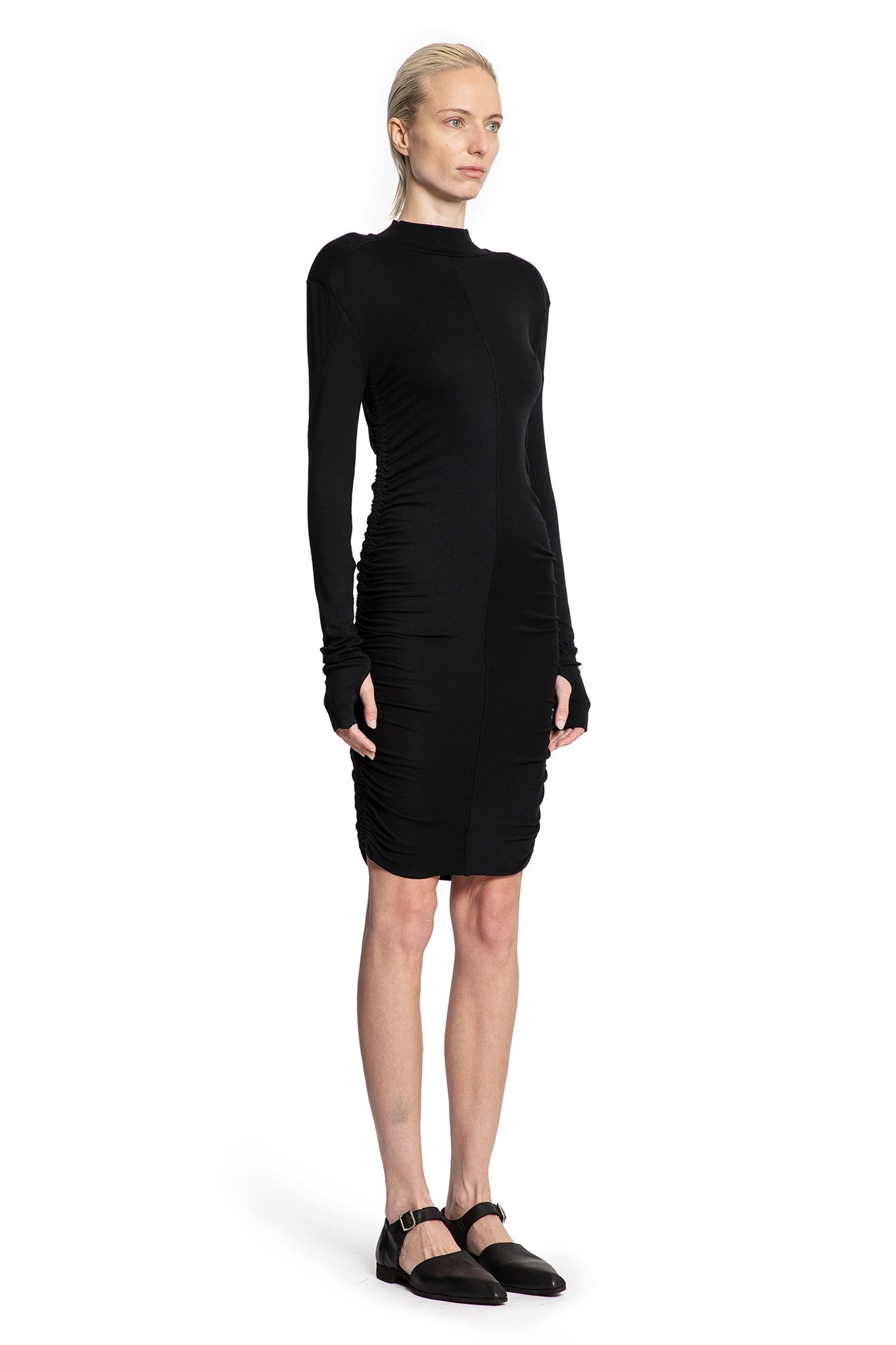 Ruched Mini Dress with Hand Gaiters