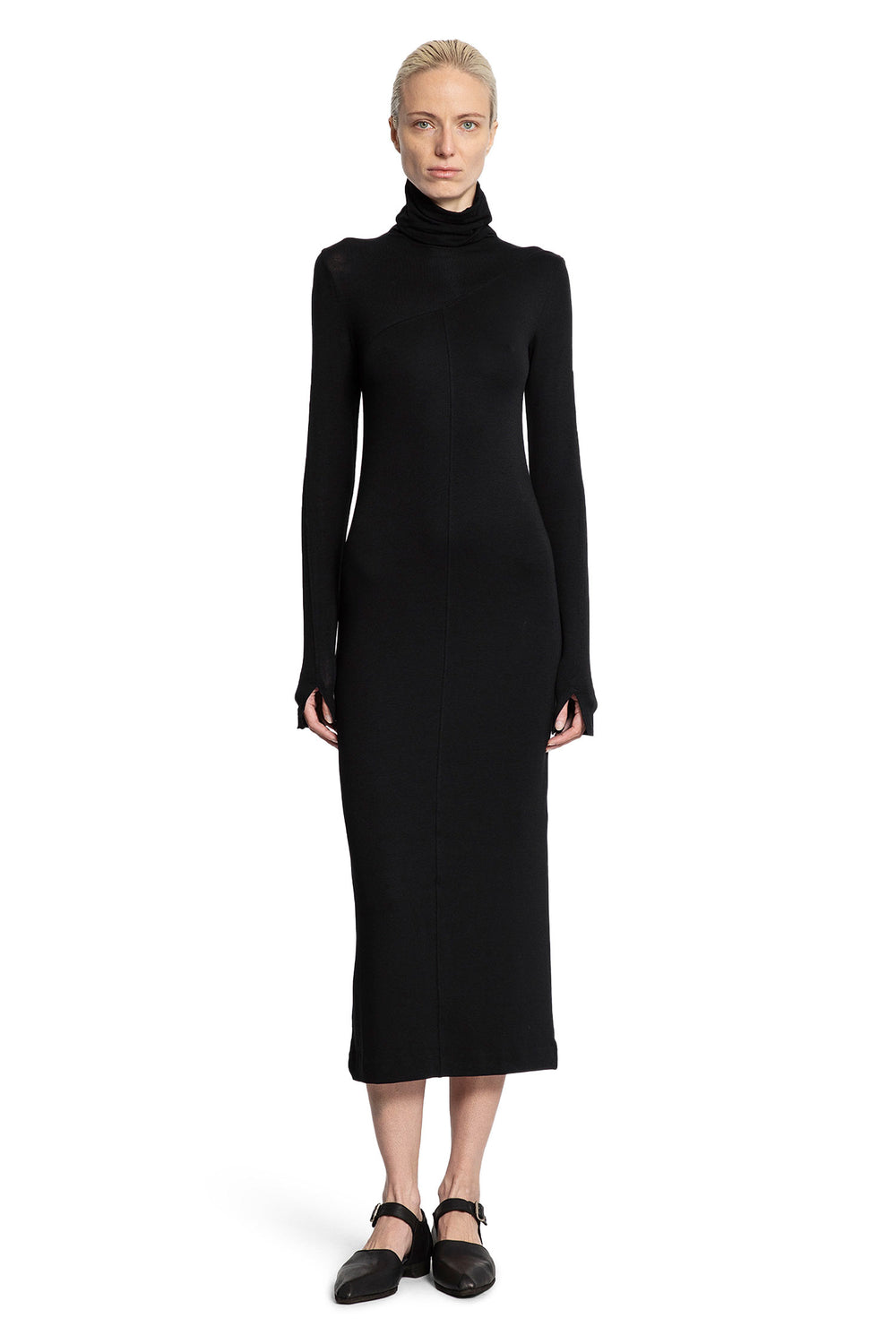 Turtleneck Dress with Hand Gaiters