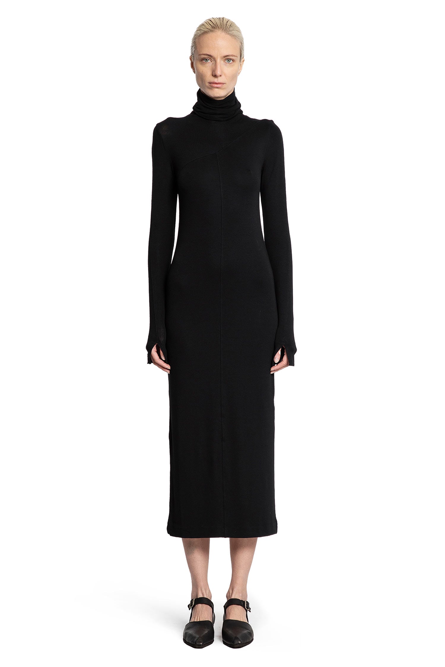 Turtleneck Dress with Hand Gaiters