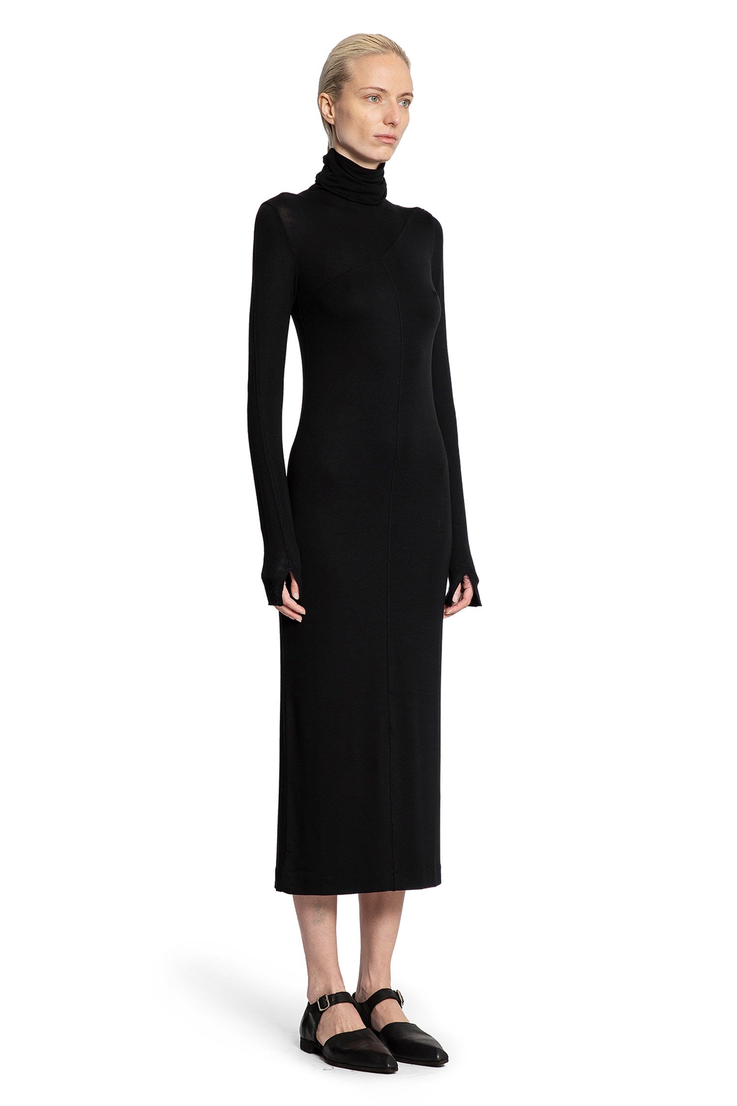 Turtleneck Dress with Hand Gaiters
