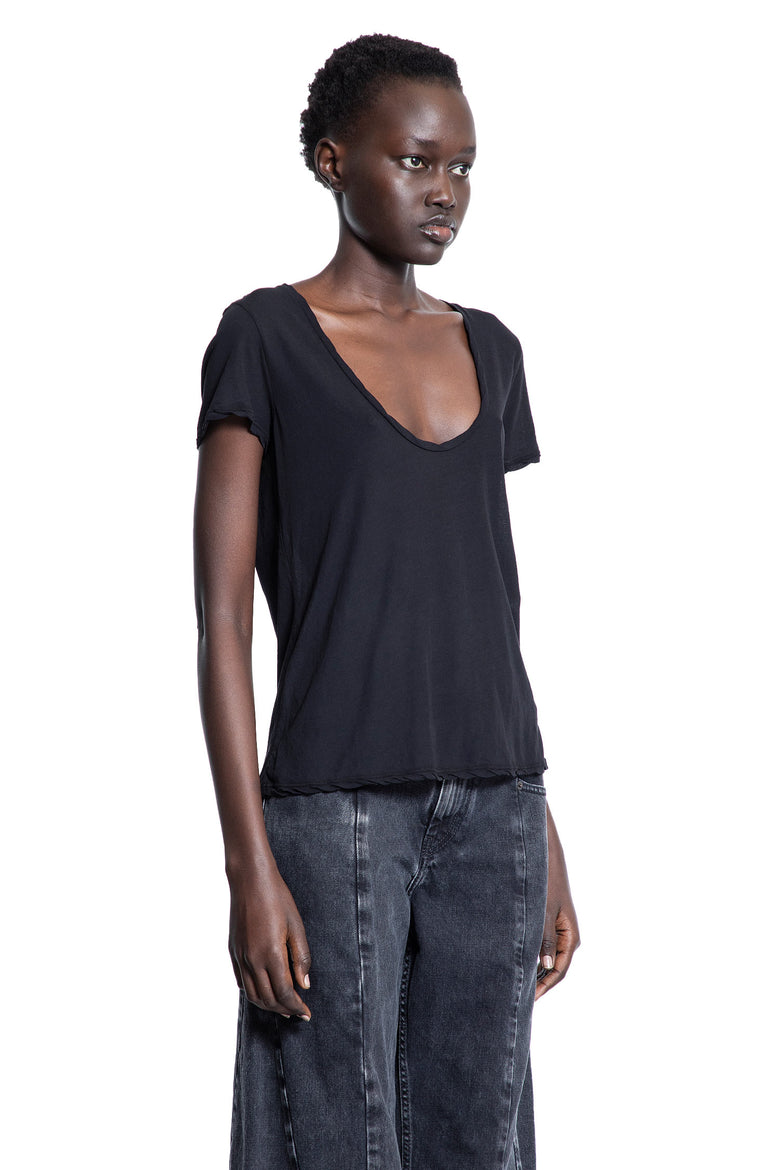 JAMES PERSE WOMAN BLACK T-SHIRTS & TANK TOPS