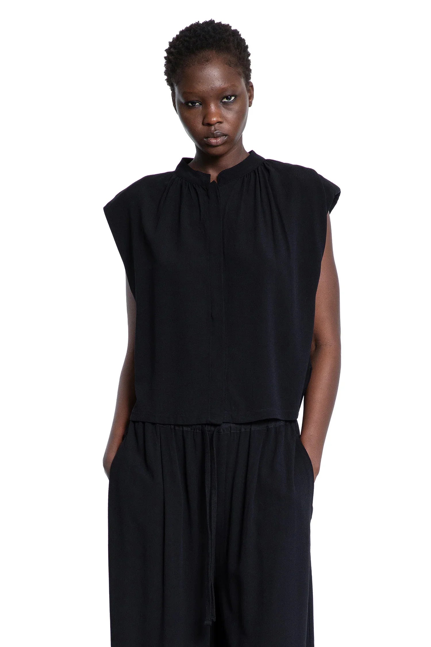 Sleeveless Viscose Jersey Blouse - Antonioli.eu