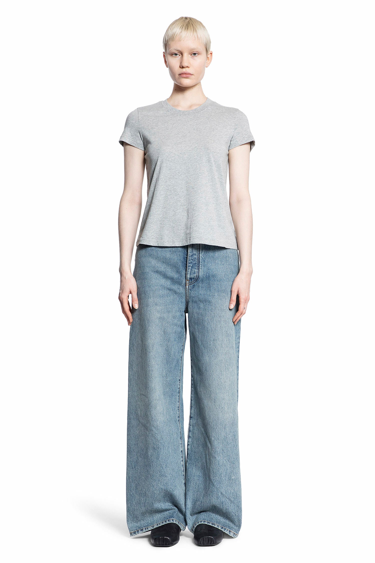 JAMES PERSE WOMAN GREY T-SHIRTS & TANK TOPS