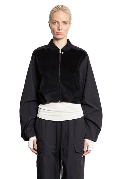 Cropped Bomber in Velvet and Nylon