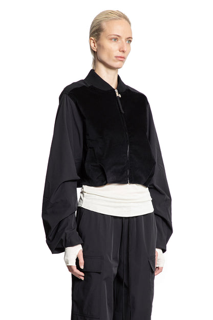 Cropped Bomber in Velvet and Nylon