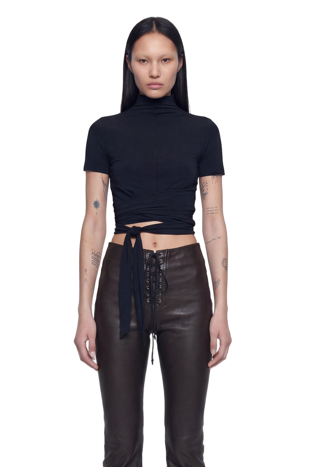 NVL GARDE Wrap Mock Neck Tee woman