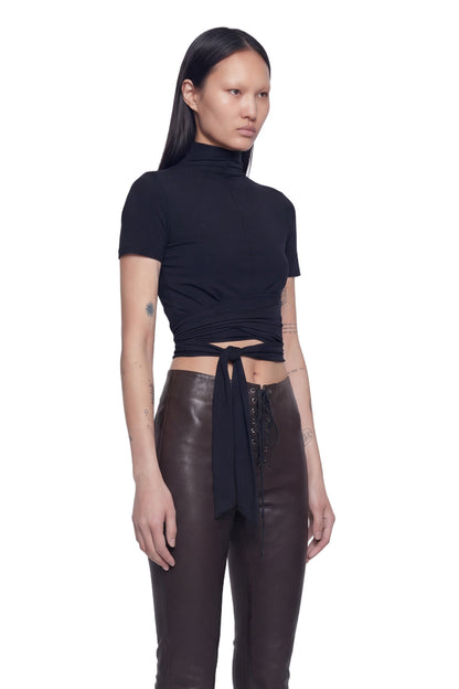 Wrap Mock Neck Tee