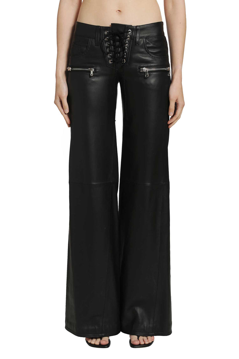 NVL GARDE Low-Rise Lace-Up Flare Pants woman